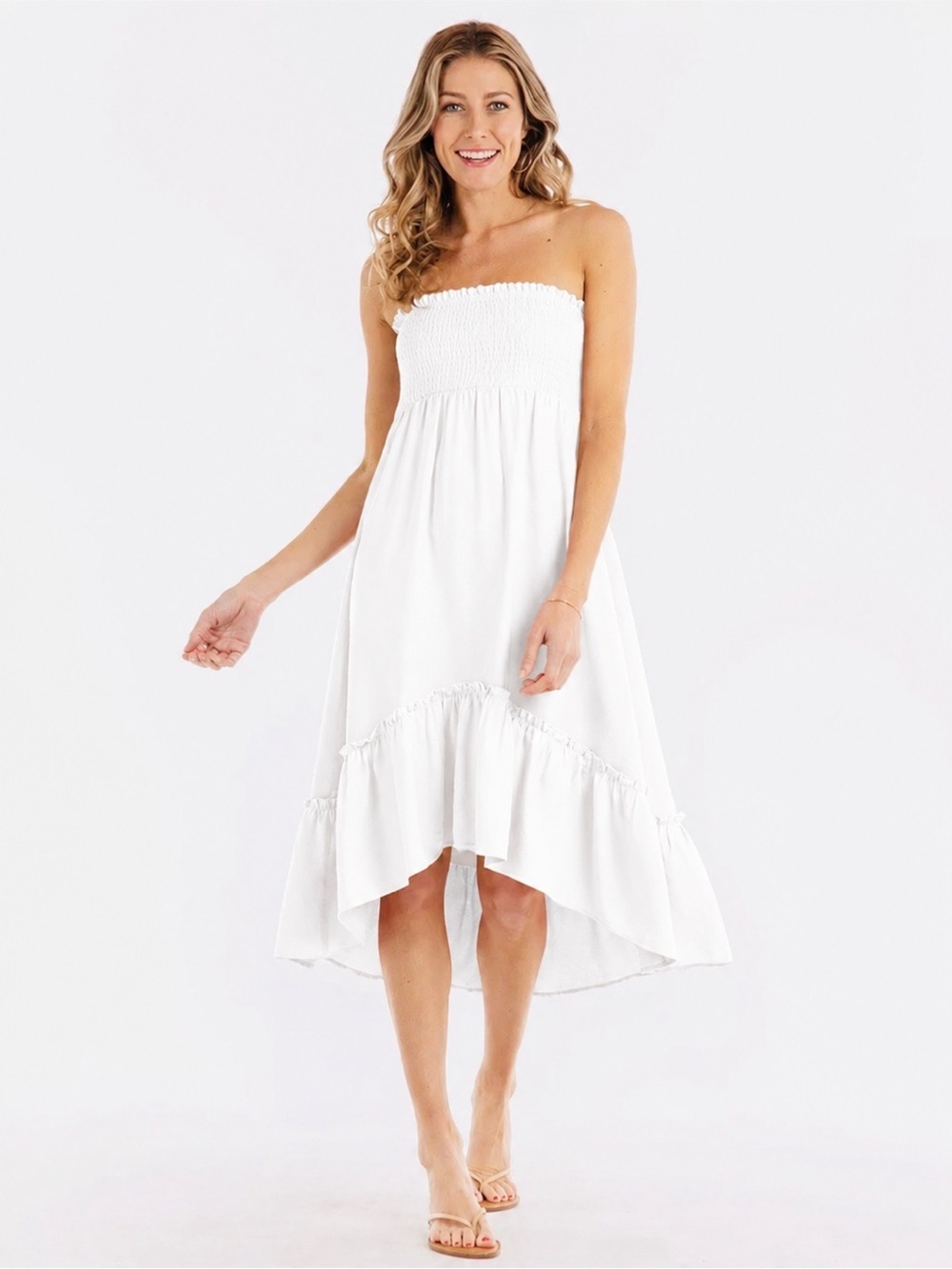 Fresh Produce Joanna White Strapless High-Low Dress or Skirt